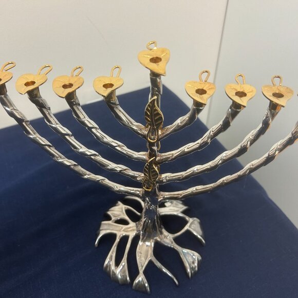 Tree of Life Menorah Judaica Chanukah Hanukkah Signed F. Spinowitz w/Box Judaica - Picture 2 of 6